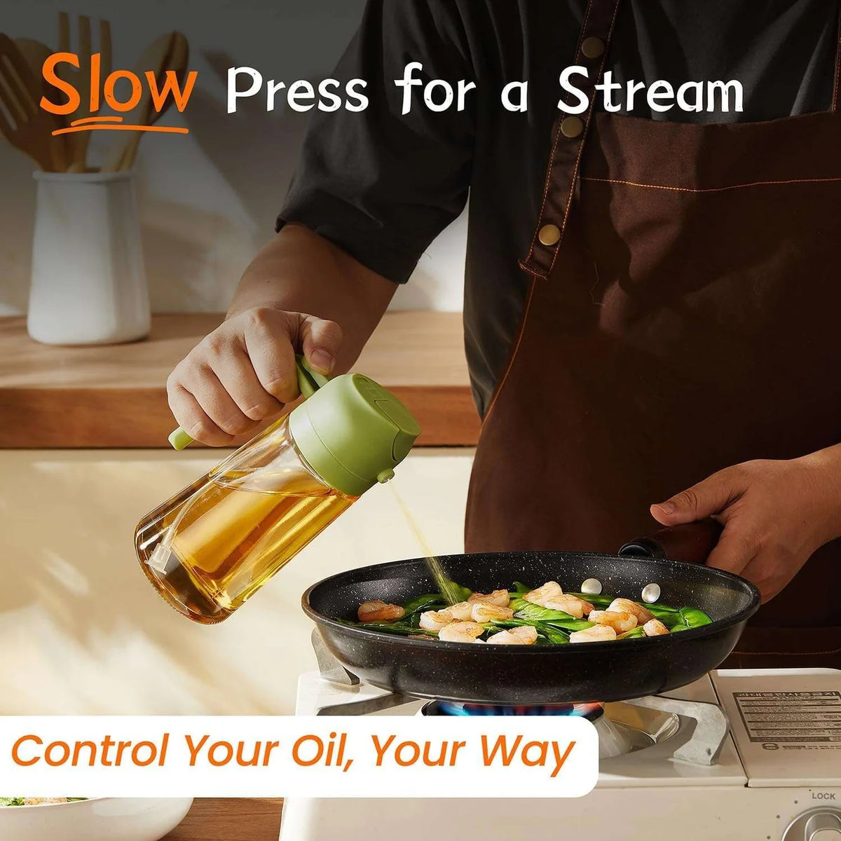 Sprayable & Pourable Oil Bottle – 2-in-1 Oil Dispenser for Healthy Cooking