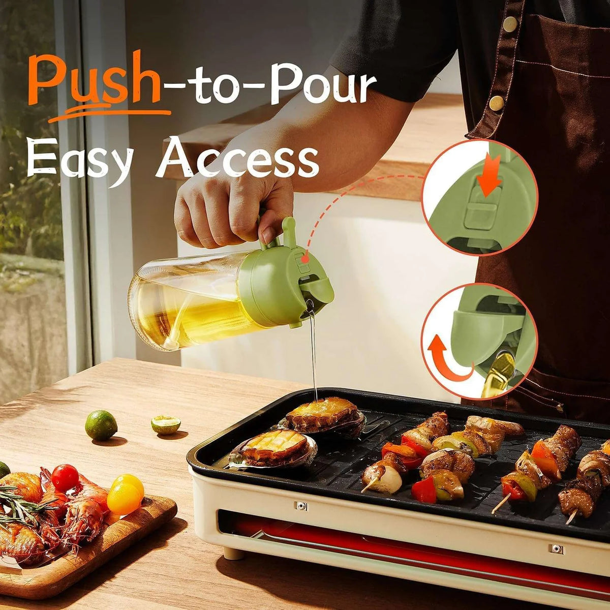 Sprayable & Pourable Oil Bottle – 2-in-1 Oil Dispenser for Healthy Cooking
