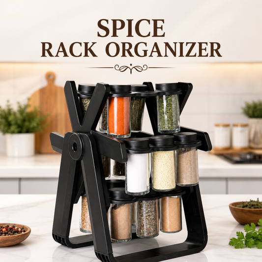 360° Rotating Spice Rack Organizer For Kitchen - 18 Glass Jar Racks