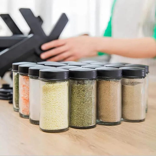 360° Rotating Spice Rack Organizer For Kitchen - 18 Glass Jar Racks