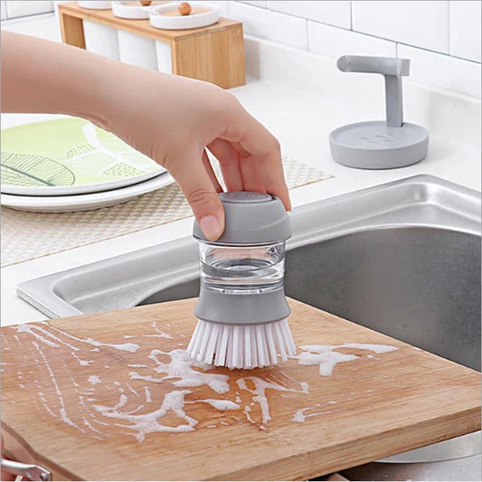Soap Dispensing Dish Cleaning Brush with Stand
