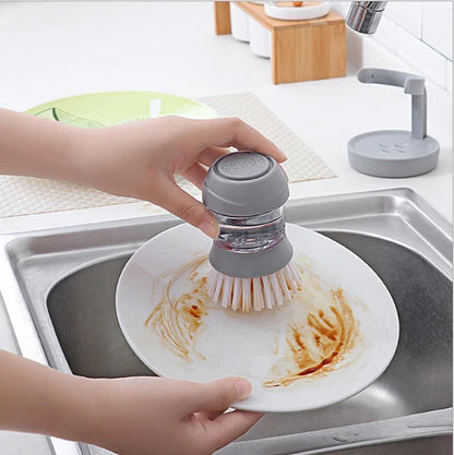 Soap Dispensing Dish Cleaning Brush with Stand